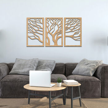 Abstract Tree Triptych: Wooden Wall Art For Homes, 8 of 9