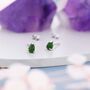 Genuine Jade Pear Stud Earrings In Sterling Silver, thumbnail 3 of 10