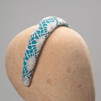 Turquoise And Oyster Silk Padded Headband 'Everlee', 2 of 11