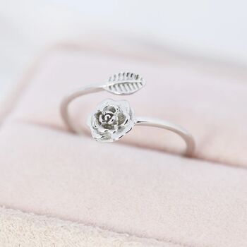 Adjustable Rose Wrap Ring In Sterling Silver, 7 of 10