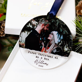 First Christmas Married As Mr And Mrs Photo Bauble, 5 of 10