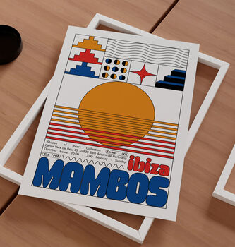 Mambos Ibiza Club Print | Poster | Wall Art | Geometric | Dj | Clubbing | Patterned | Bauhaus | Print | House Music, 2 of 8