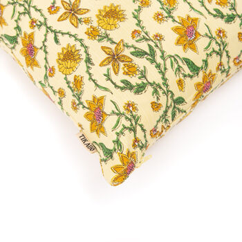 Bahar Floral Yellow Cushion Cover, 4 of 4