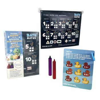 Bath Maths Educational Bath Toys And Number Games Learning Flashcards With Bath Crayons, 6 of 7