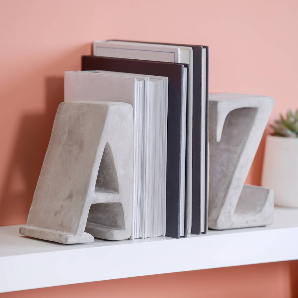 A Z Heavy Concrete Book Ends By The Letteroom | notonthehighstreet.com
