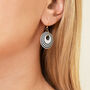 White And Black Stripey Circular Earrings, thumbnail 2 of 6