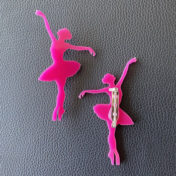 Pink Ballerina Glitter Acrylic Brooch, 2 of 3