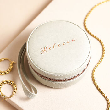 Personalised Rose Name Mini Round Travel Jewellery Case, 2 of 6