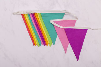 Washable Cotton Rainbow Coloured Bunting 14 Flags, 4 of 5