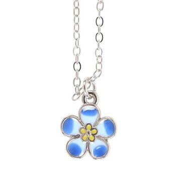 Forget Me Not Flower Enamel Necklace On Greeting Card | Mother's Day Gift, 4 of 4