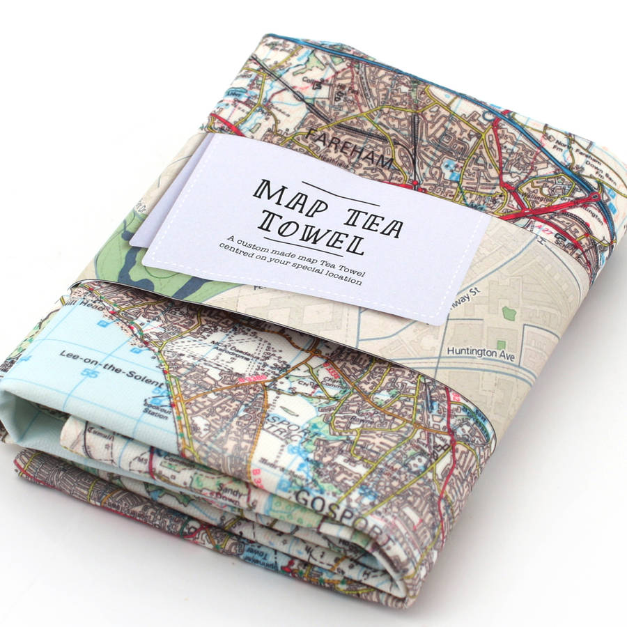 Personalised Cotton Map Tea Towel, 1 of 5