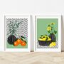 Oranges And Lemons Against A Spotty Background, thumbnail 8 of 12