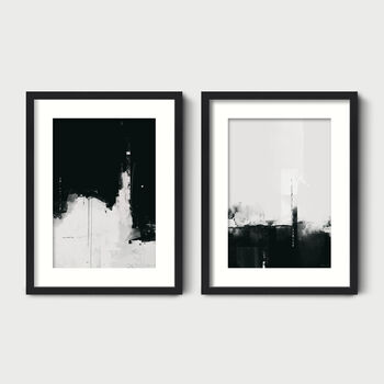 Black And White Abstract Prints Set Of Two By Green Lili