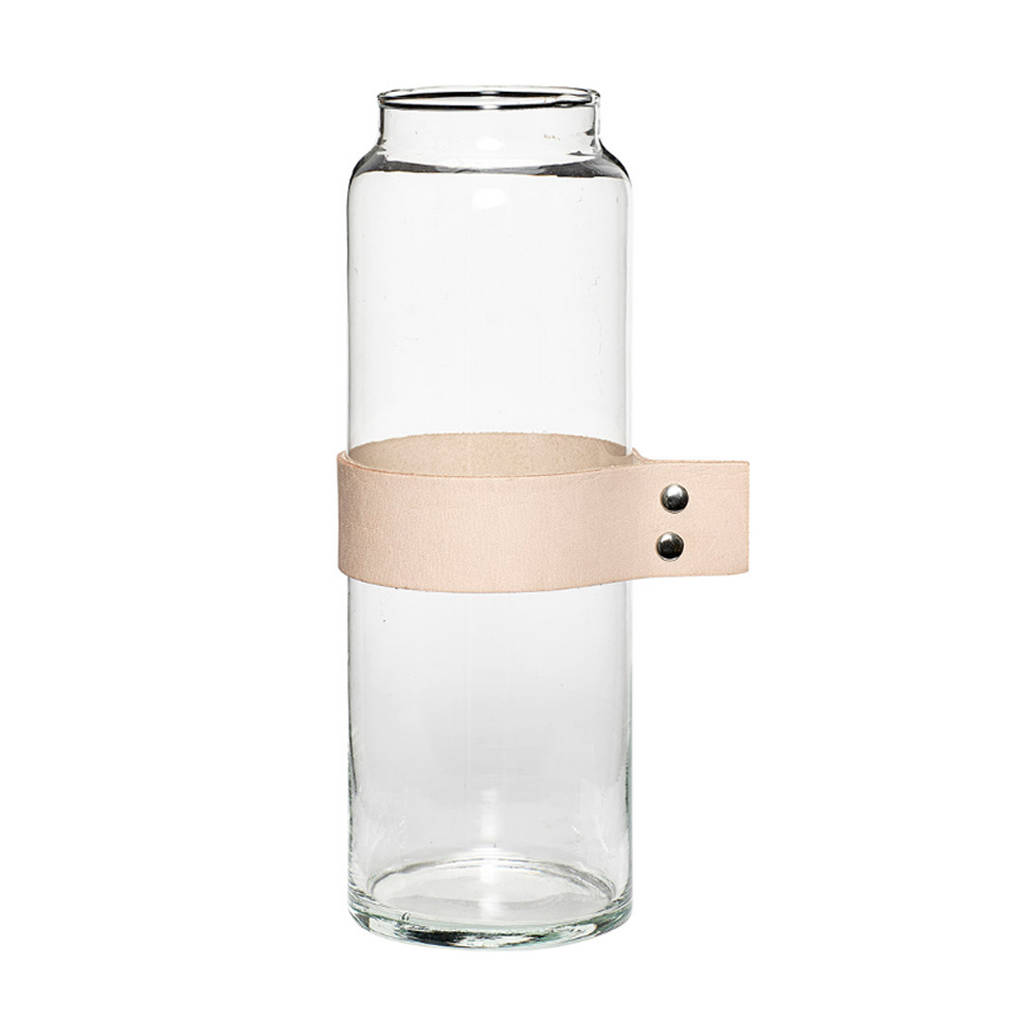 glass vase with leather strap by posh totty designs interiors