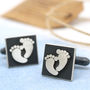 Personalised New Dad Cufflinks. Baby Feet Charm, thumbnail 2 of 6