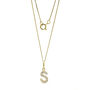 9ct Yellow Solid Gold Cubic Zirconia Initial Necklace, thumbnail 8 of 9