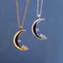 Sterling Silver Moon And Diamante Star Necklace, thumbnail 1 of 10