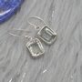 Green Amethyst Silver Drop Square Earrings, thumbnail 3 of 8