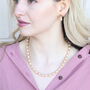Golden Oval Shape Classic Diana Wedding Pearl Necklace And Earring Set, thumbnail 4 of 8