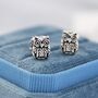 Owl Stud Earrings In Sterling Silver, thumbnail 2 of 10