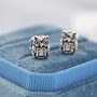 Owl Stud Earrings In Sterling Silver, thumbnail 2 of 11