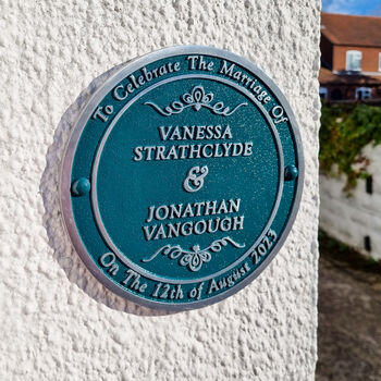 Personalised Round Wedding Heritage Aluminium Gift Plaque, 4 of 6