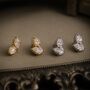 Marquise Cz Bezel Earring Studs In 18 K Gold And Silver Leaf Stud Earrings, thumbnail 1 of 9