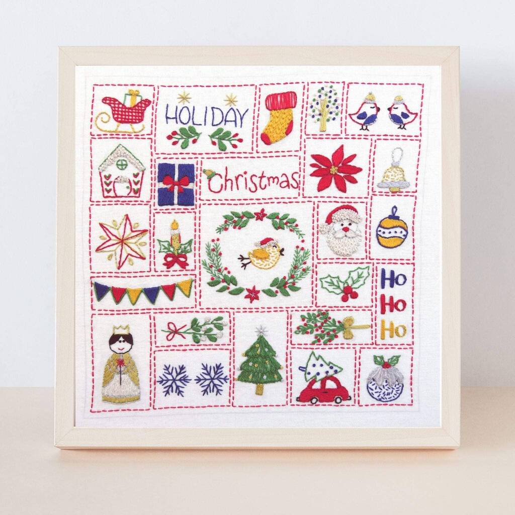 Christmas Advent Calendar Hand Embroidery Kit, 1 of 12