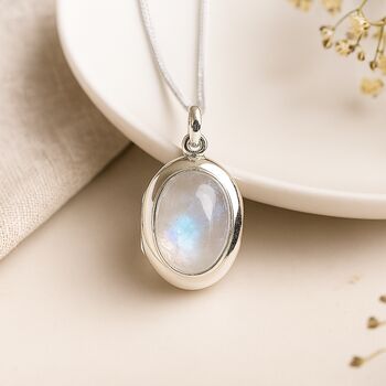 Personalised Sterling Silver Rainbow Moonstone Locket, 3 of 11