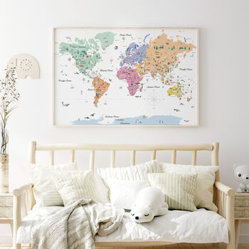 Educational Illustrated Kids World Map Pastels, 3 of 6