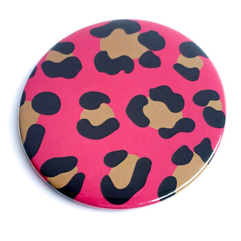 Wild Cat Leopard Print Pink Handbag Mirror And Pouch, 9 of 10