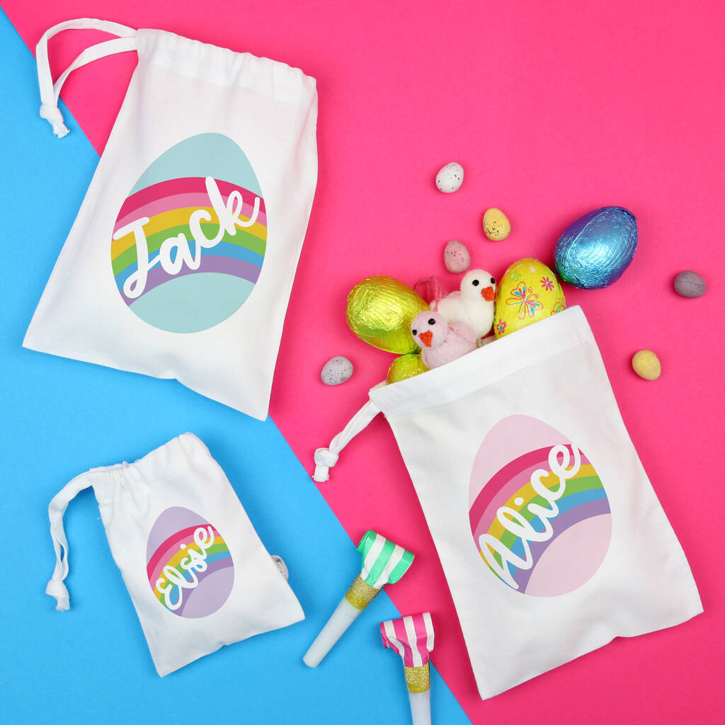Personalised Rainbow Easter Egg Gift Bag, 1 of 3
