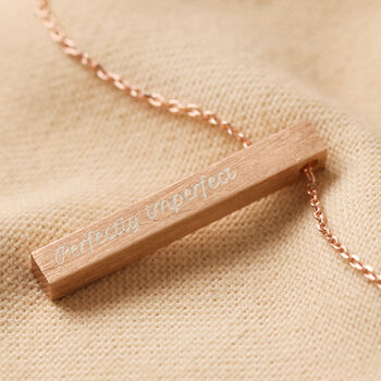 Personalised Bar Pendant Necklace In Rose Gold Plating, 8 of 9