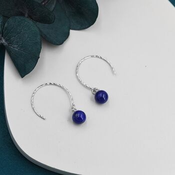Sterling Silver Genuine Lapis Lazuli Bead Dangle Earrings, 4 of 11
