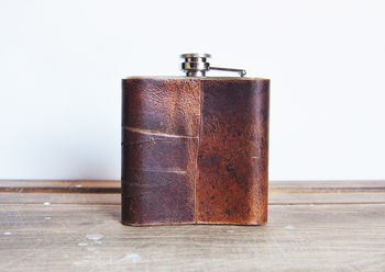 Personalised Leather Hip Flask With Initials, 6 of 8