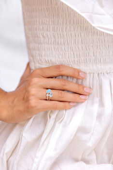 Larimar, Blue Topaz And Freshwater Pearl Trio Ring, 3 of 8
