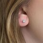 Tiny Sterling Silver Green Opal Stud Earrings, thumbnail 7 of 11