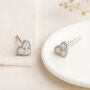 Sterling Silver Micro Cz Heart Stud Earrings, thumbnail 2 of 4