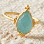 Aqua Chalcedony 18 K Gold And Silver Pear Shaped Ring, thumbnail 8 of 12
