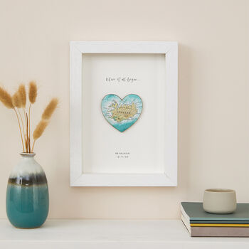 Custom Map 3D Heart Engagement Gift Wall Art, 3 of 10