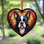 Boston Terrier Stained Glass Effect Heart Suncatcher, thumbnail 4 of 6