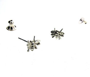 Sterling Silver Mini Bee Stud Earrings, 4 of 6