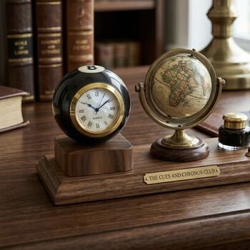 Pool Ball Clock With Personalised Wood Plinth, 4 of 12