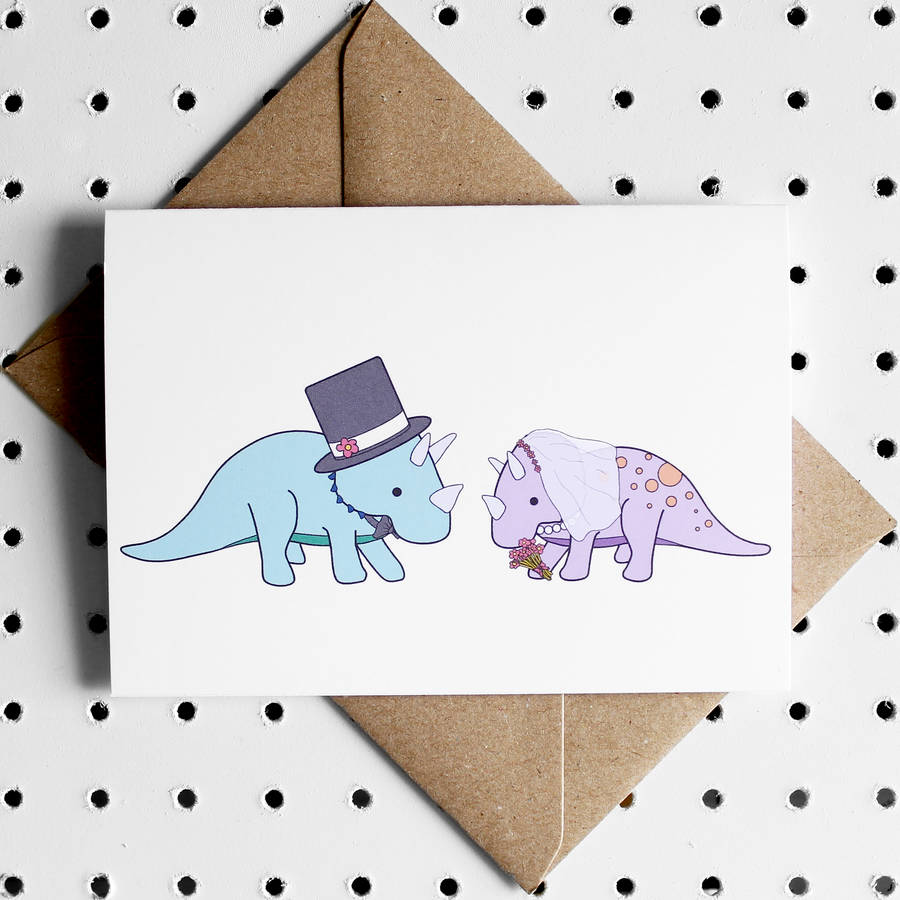dinosaur wedding card by charlotte filshie | notonthehighstreet.com