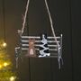 Cats On A Park Bench Hanging Christmas Decoration, thumbnail 1 of 2