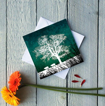 Winter Tree On Long Lane Greetings Card, 2 of 2