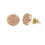 Round Rose Druzy Crystal 18k Gold Plated Studs, thumbnail 3 of 4