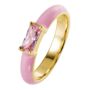 Gold Plated Cz Pink Enamel Stacker Ring, thumbnail 2 of 6