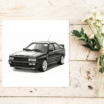 Audi Quattro – Car Greeting Card Illustration, 3 of 6