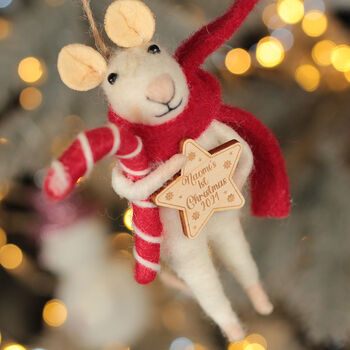 Personalised Felt Mouse Baby's 1st Christmas Tree Decoration, 3 of 3